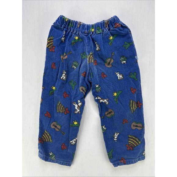 Vintage Boys Corduroy Pants Toddler 3T Blue Red Green Lot 80s 90s Hand Made - Picture 2 of 14